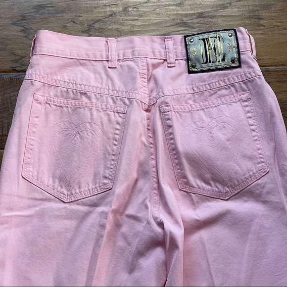 Vintage Escada Margaretha Rey light pink & gold ONE straight leg skinny jeans - Picture 7 of 16